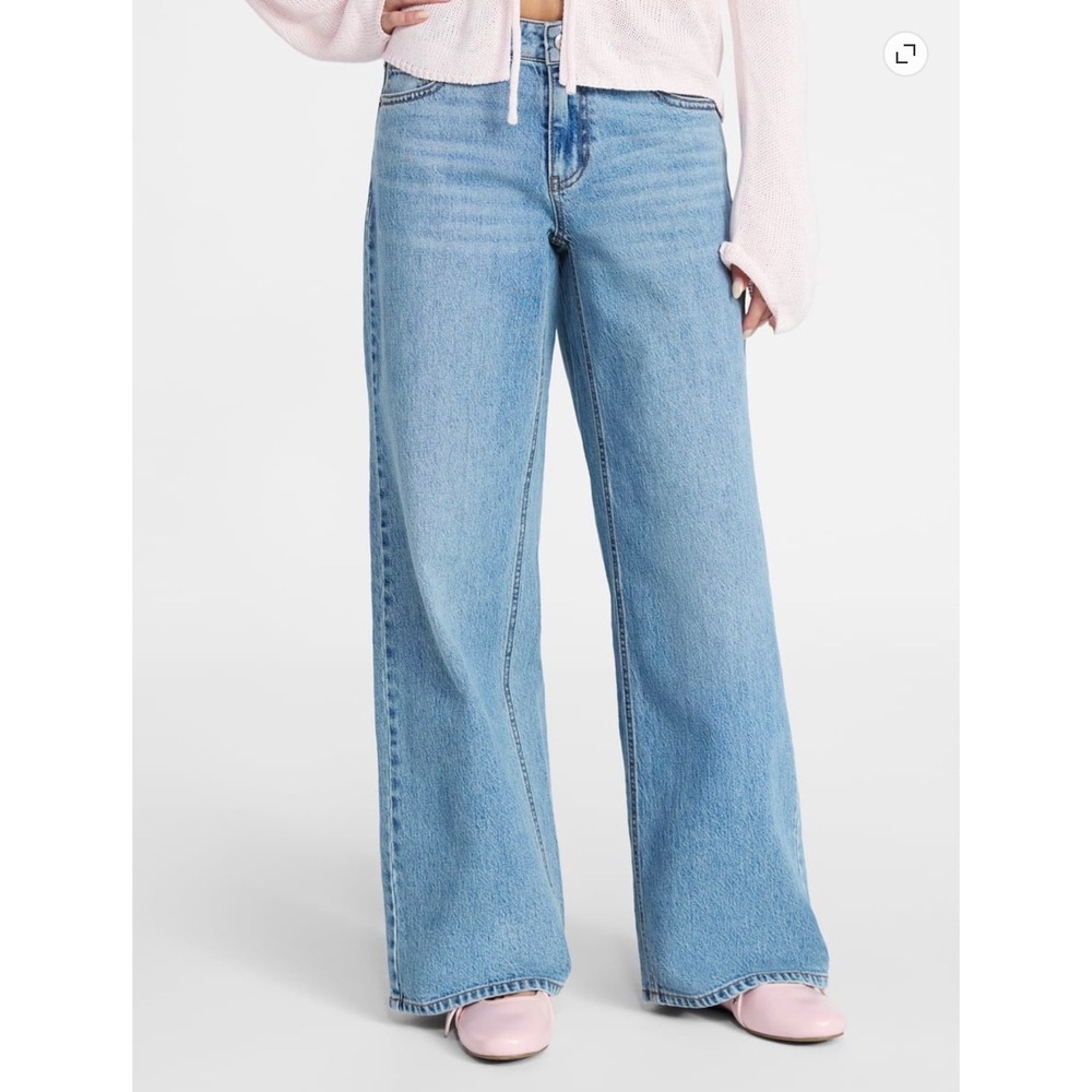 No Boundaries Mid-Rise Baggy Wide Leg Jeans Size 16 Medium Wash NWT